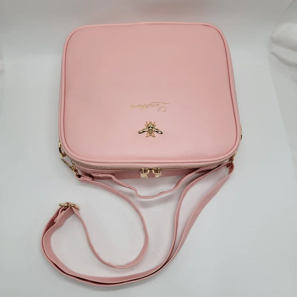 Pink Lacattura Toiletry Bag Travel Makeup Large Cosmetic Adjustable Compartments